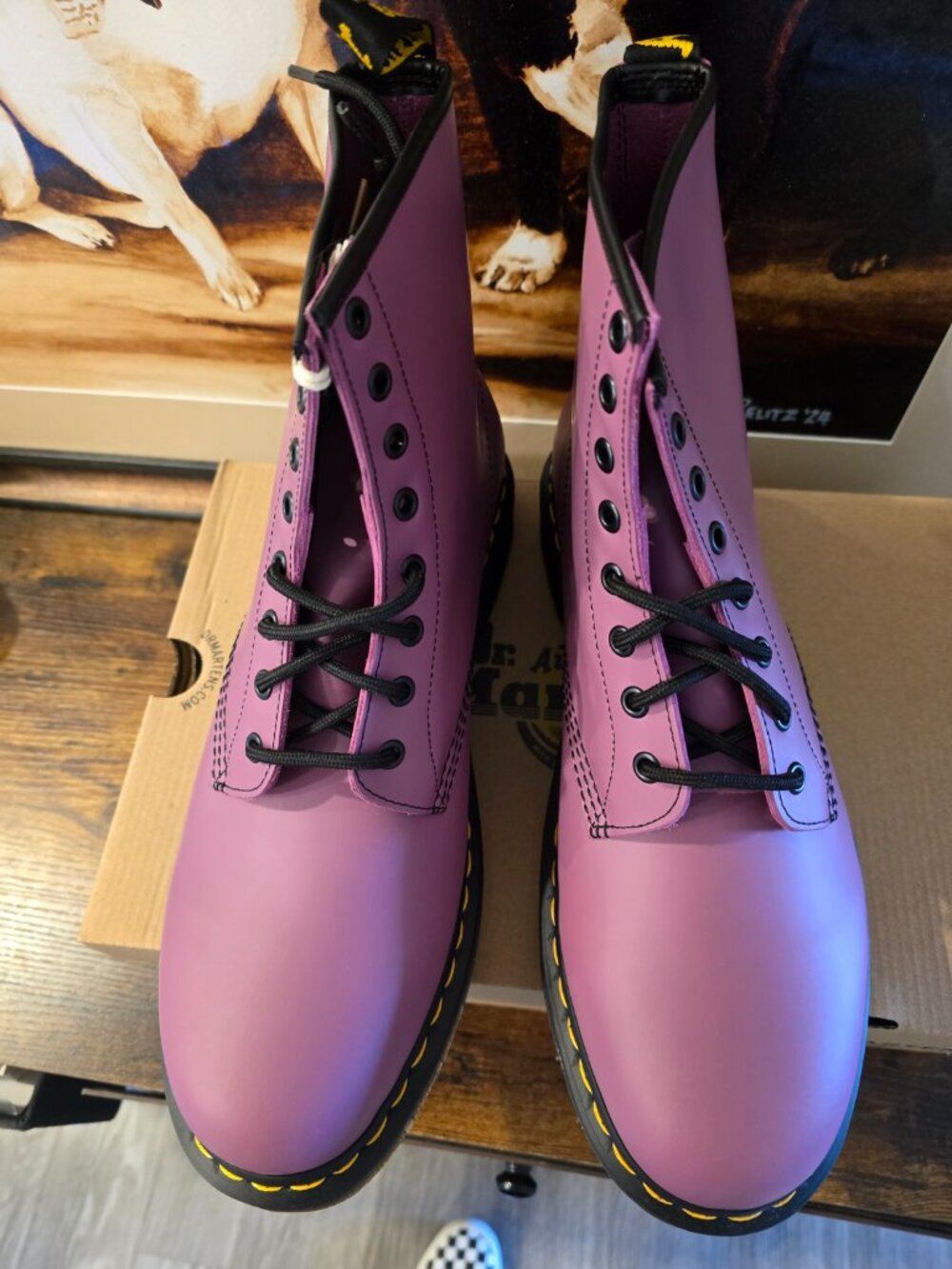 Dr Martens 1460 Smooth Leather Lace Up PURPLE Boots Mens US 12 31580765 NEW - Picture 4 of 10